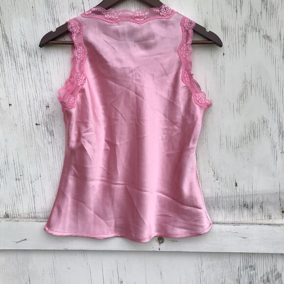 Notations Satin Pink Lace Tank Top shell Sz M Petite Coquette Fairy Y2k Vintage - Picture 2 of 6